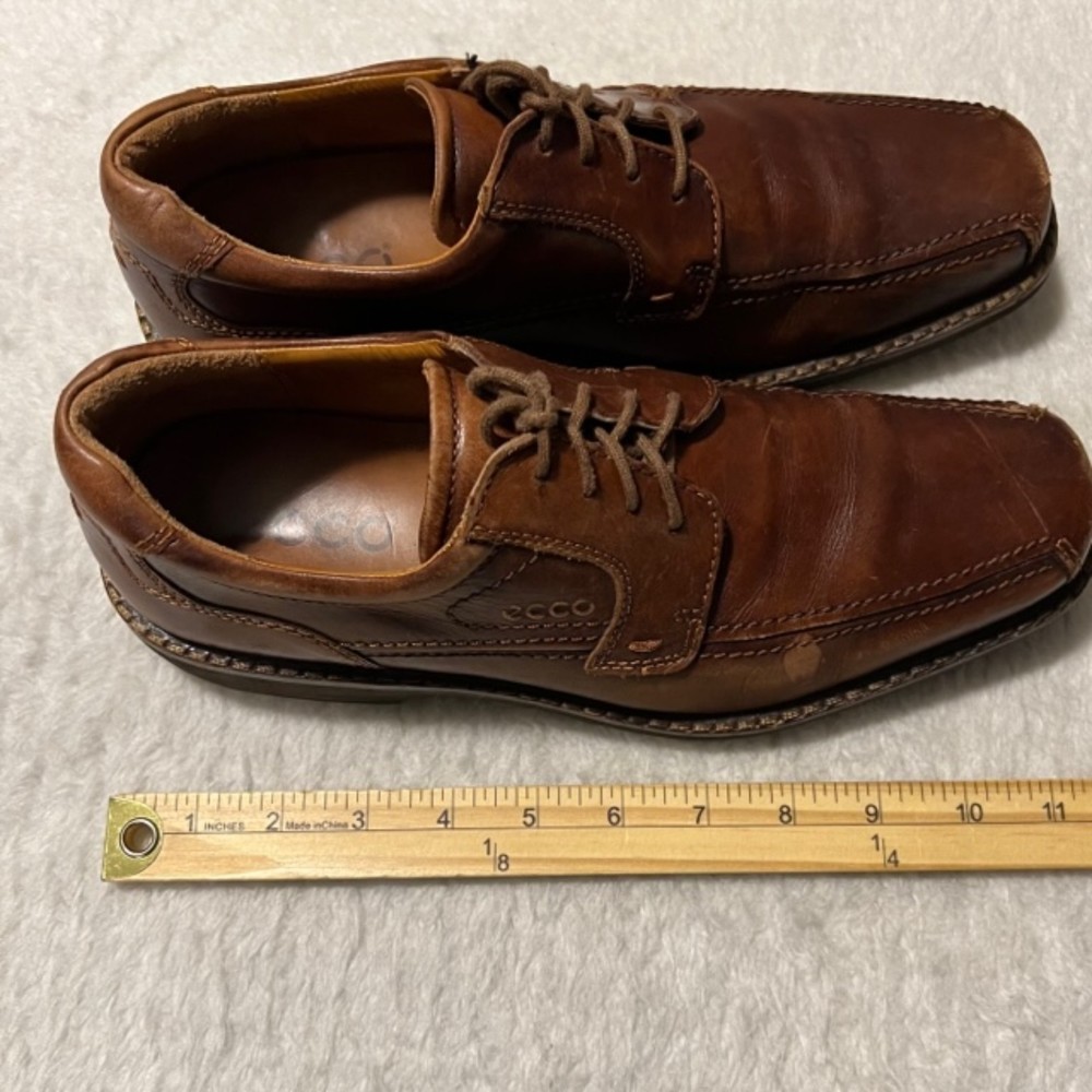 Ecco Mens US 9 EU 42 Brown Leather Dress Walking Oxford Lace Up Shoes - Picture 10 of 12